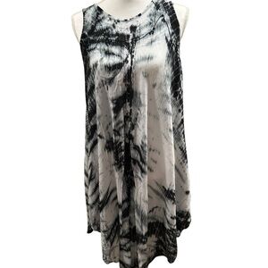 Black and White Tie-Dye beach cover up sleeveless dress